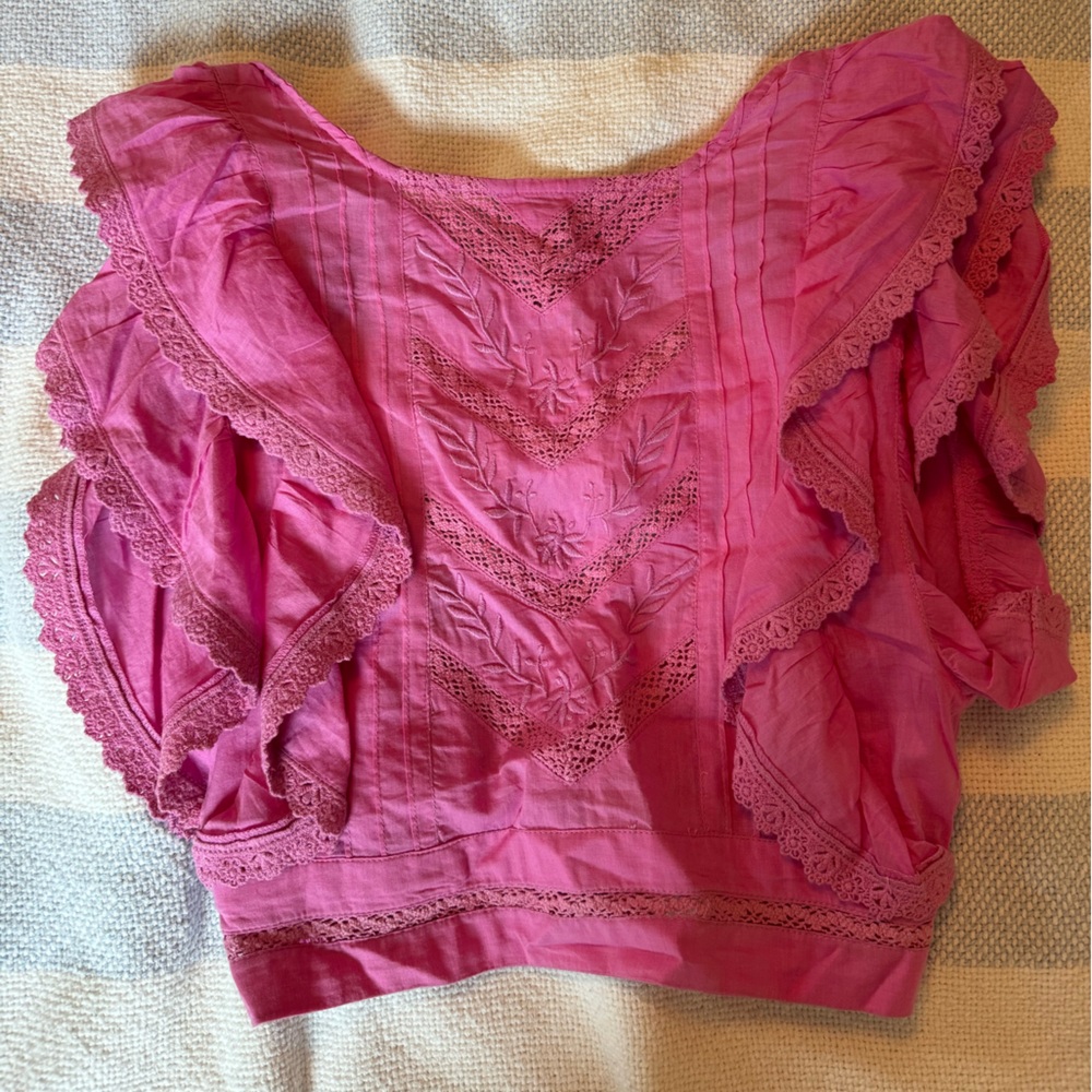 Hot Pink cropped Free People blouse